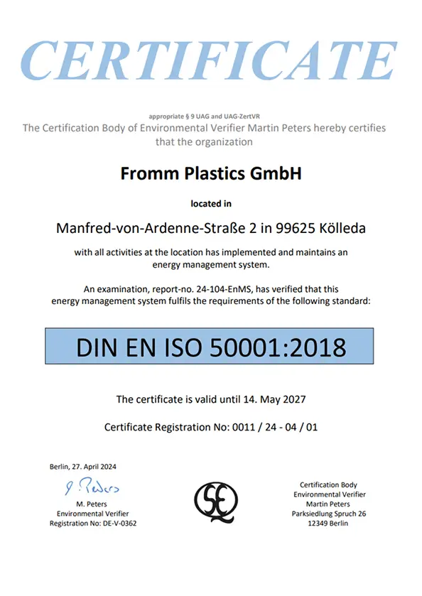 ISO 50001 (FROMM Plastics)